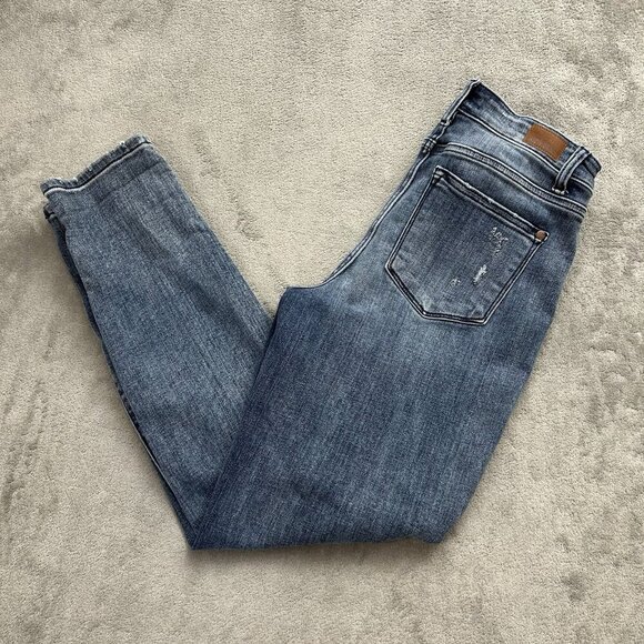 Judy Blue Denim - Judy Blue Jeans Womens 3 / 26 Boyfriend Fit Medium Wash Stretch Denim Distressed